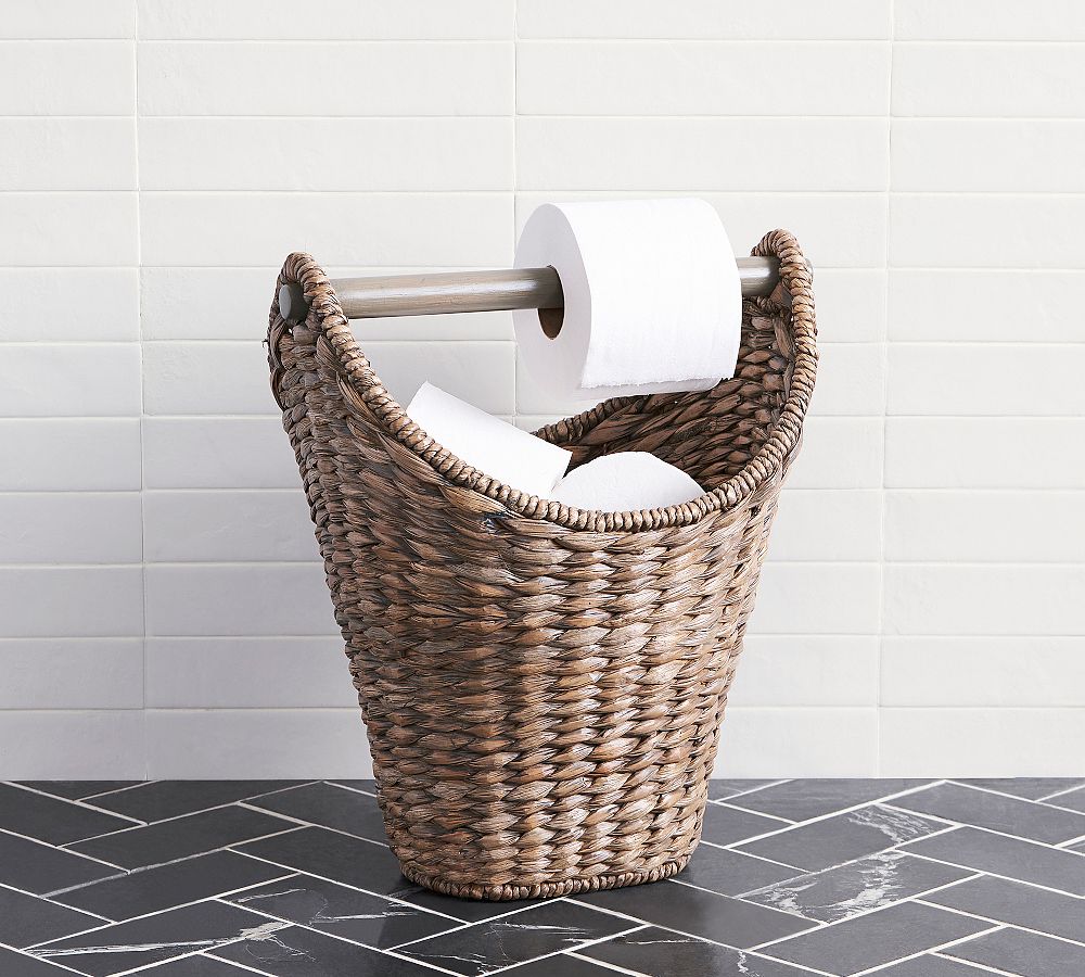 Open Box: Seagrass Handrafted Toilet Paper Holder, Gray Wash