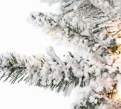 Lit Flocked Pencil Pine Faux Christmas Trees