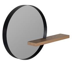 Norah Wall Round Wall Mirror With Wood Shelf - 25.75&quot;