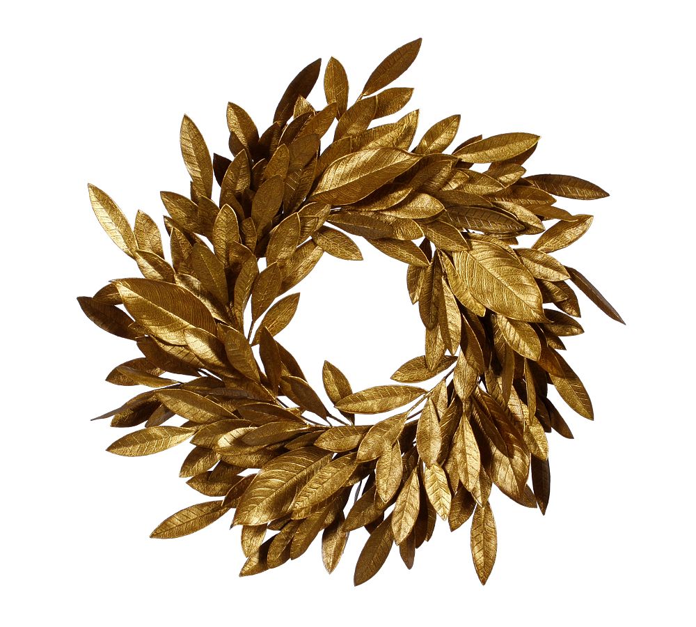 Handcrafted Faux Gilded Eucalyptus and Magnolia Leaf Wreath