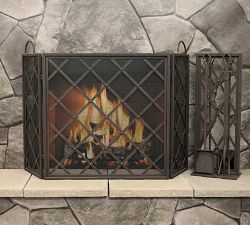 Iron Weave Tri-Panel Firescreen