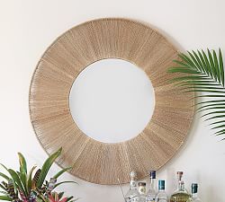 La Gomera Jute Round Mirror, 36&quot; x 36&quot;