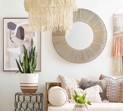 La Gomera Jute Round Mirror, 36&quot; x 36&quot;