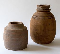 Mango Wood Urns - Set of 2