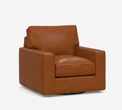 PB Comfort Square Arm Leather Swivel Chair