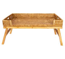 Tava Handwoven Rattan Serving Tray with Stand