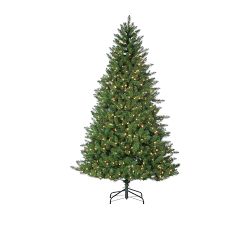 Lit Stone Pine Faux Christmas Tree - 7.5 Ft.