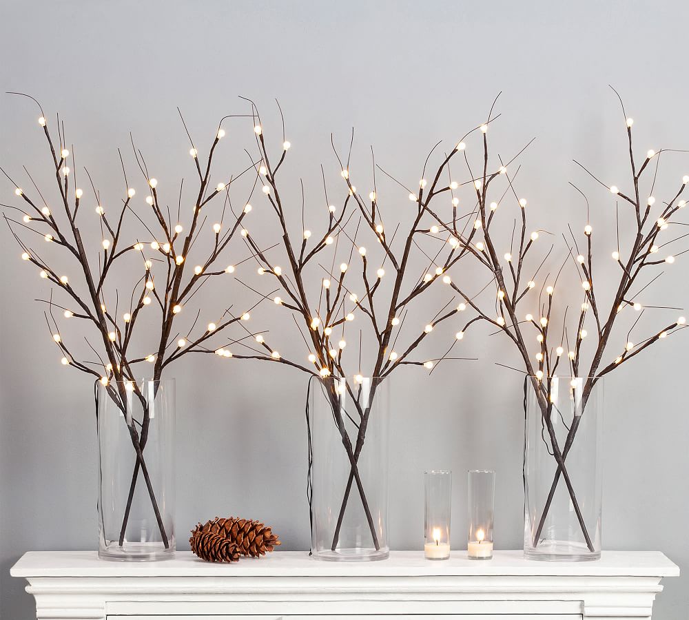 Lit Faux Twig Branches, 37&quot; - Set of 6