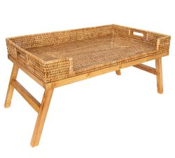 Tava Handwoven Rattan Serving Tray with Stand