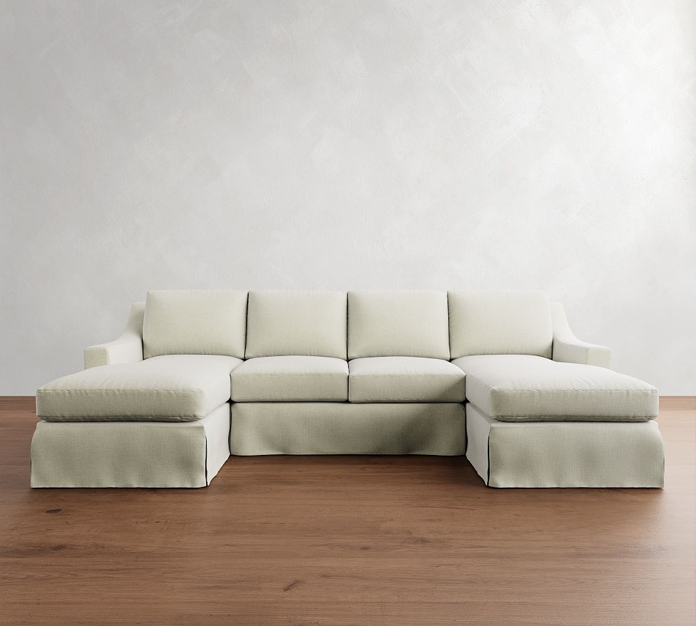 York Slope Arm Slipcovered Double Chaise Sectional (107&quot;&ndash;127&quot;)