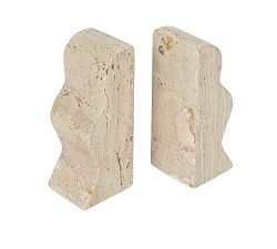 Decorative Travertine Wave Bookends, Set of 2