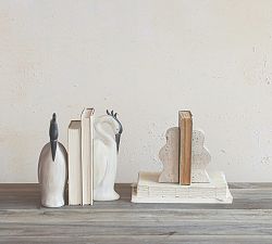 Decorative Travertine Wave Bookends, Set of 2