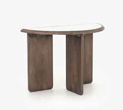 Dante Reclaimed Wood &amp; Marble Demilune Accent Table