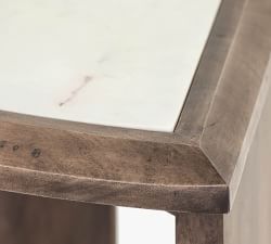 Dante Reclaimed Wood &amp; Marble Demilune Accent Table