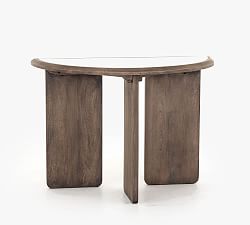 Dante Reclaimed Wood &amp; Marble Demilune Accent Table