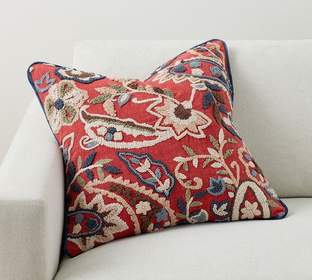 Nora Embroidered Paisley Pillow