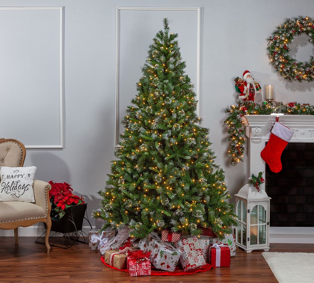 7.5ft Lit White Tipped Belmont Fir Artificial Christmas Tree