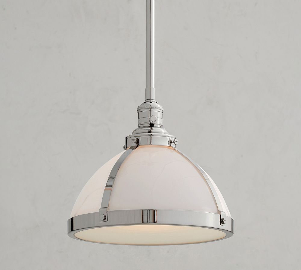Industrial Milk Glass Pole Pendant (8&quot;-12&quot;)