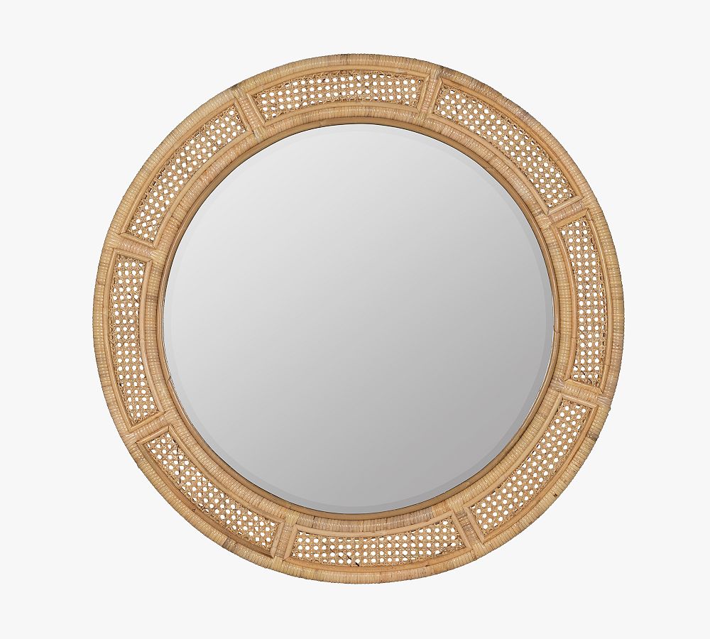 Ash Rattan Round Wall Mirror - 36&quot;