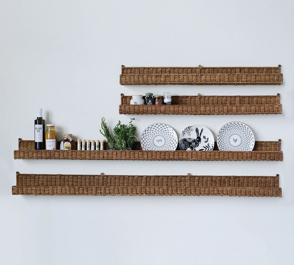 Handwoven Rattan Wall Shelf (60&quot;)