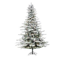 Lit Flocked Mountain Spruce Faux Christmas Tree - 7.5 Ft.