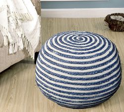 Spiral Handwoven Jute Pouf