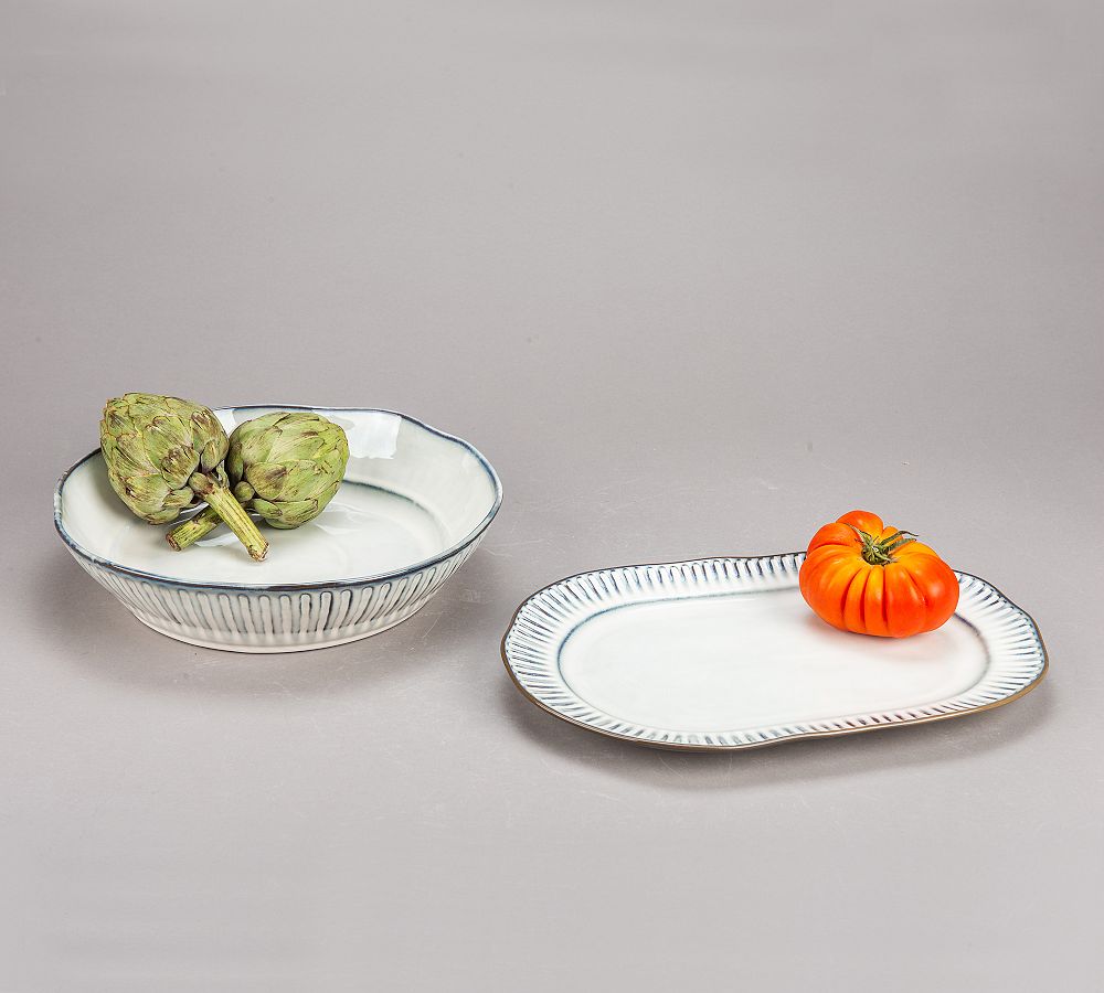 Colonnade Stoneware Serving Bowl &amp; Platter Set