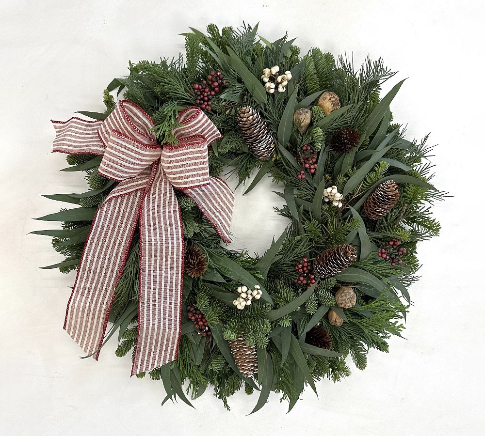 Fresh Christmas Bow Wreath &amp; Garland