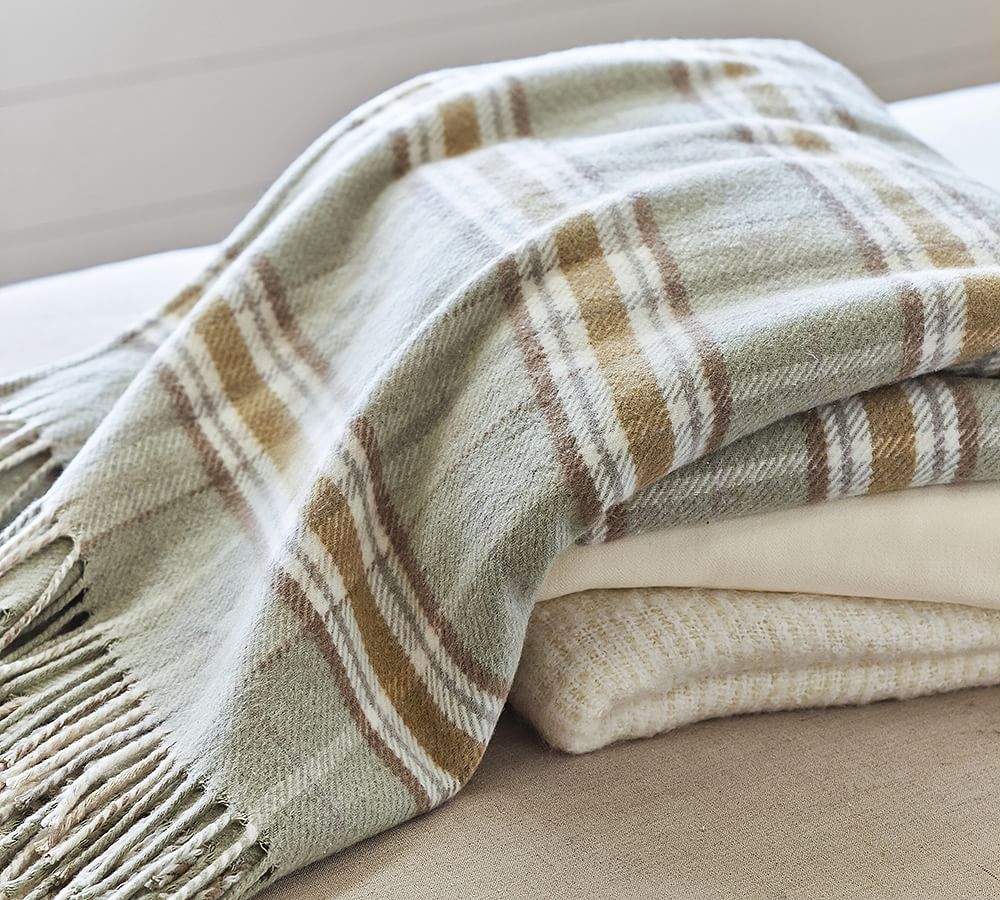 Plaid Fringed Oversized Throw