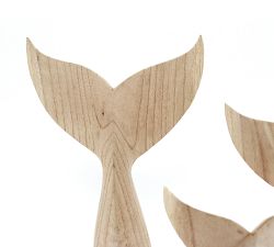 Handcrafted Wooden Carved Whale Tails, Set of 3