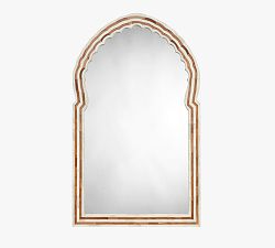 Mina Arched Bone &amp; Wood Wall Mirror