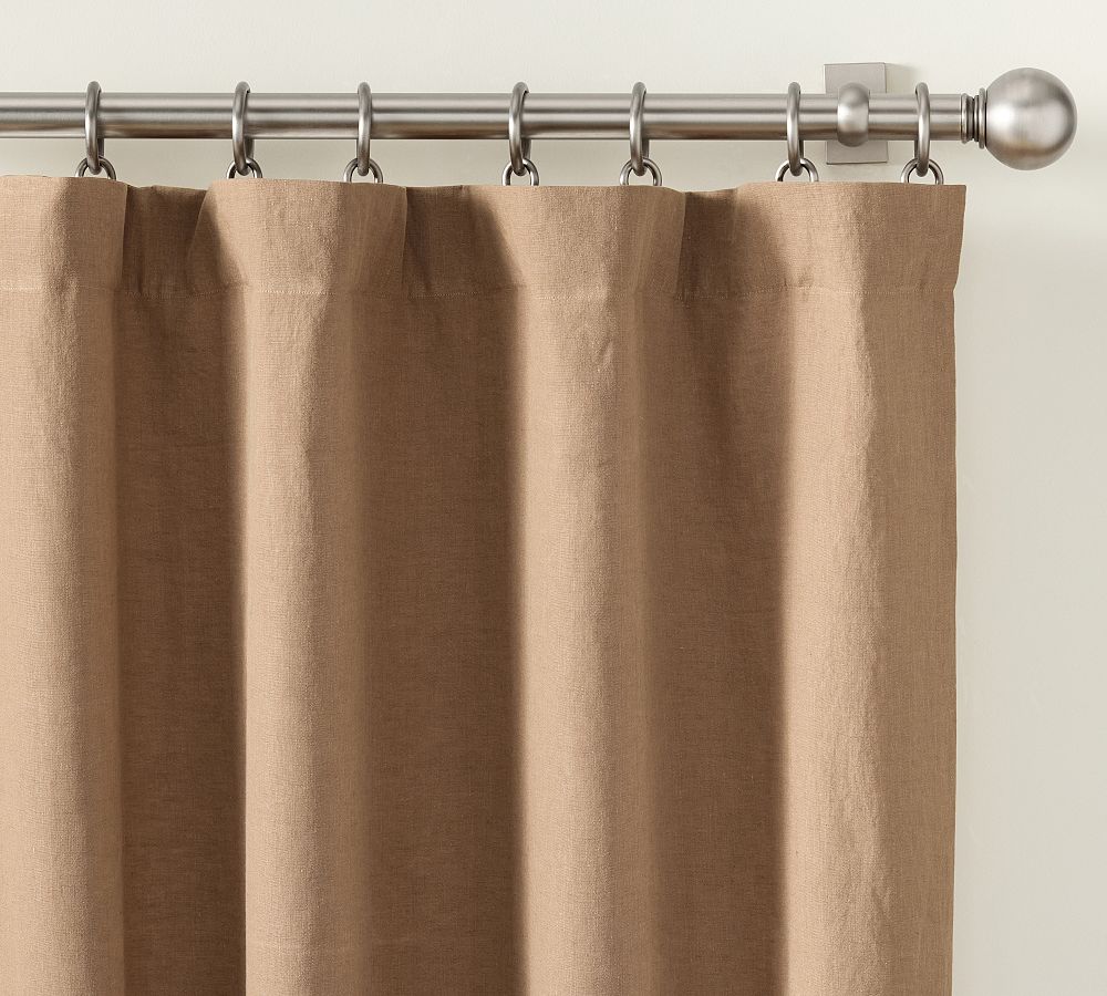 Open Box: Belgian Flax Linen Blackout Curtain, 50" W x 96" L, Individual-Bronze