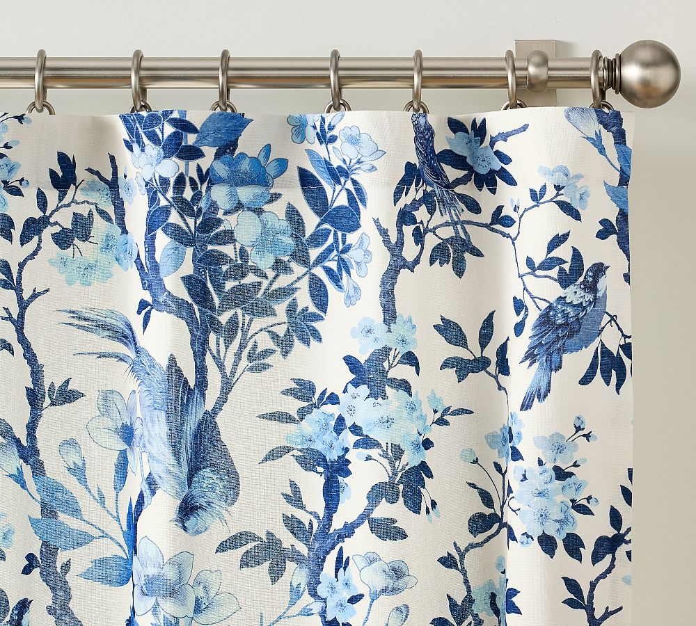 Open Box Nola Blackout Printed Curtain, 50" W x 96" L Blue Multi