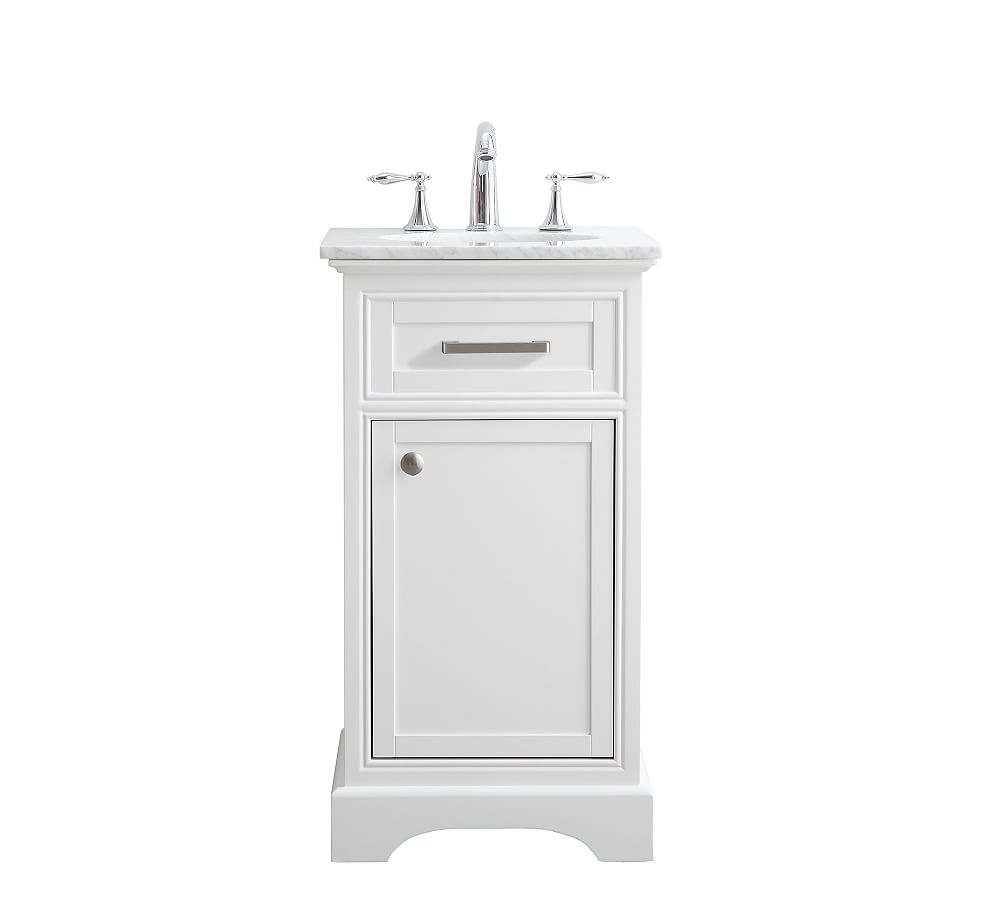 Warner 19" White Single Sink Vanity with Carrara Marble Top