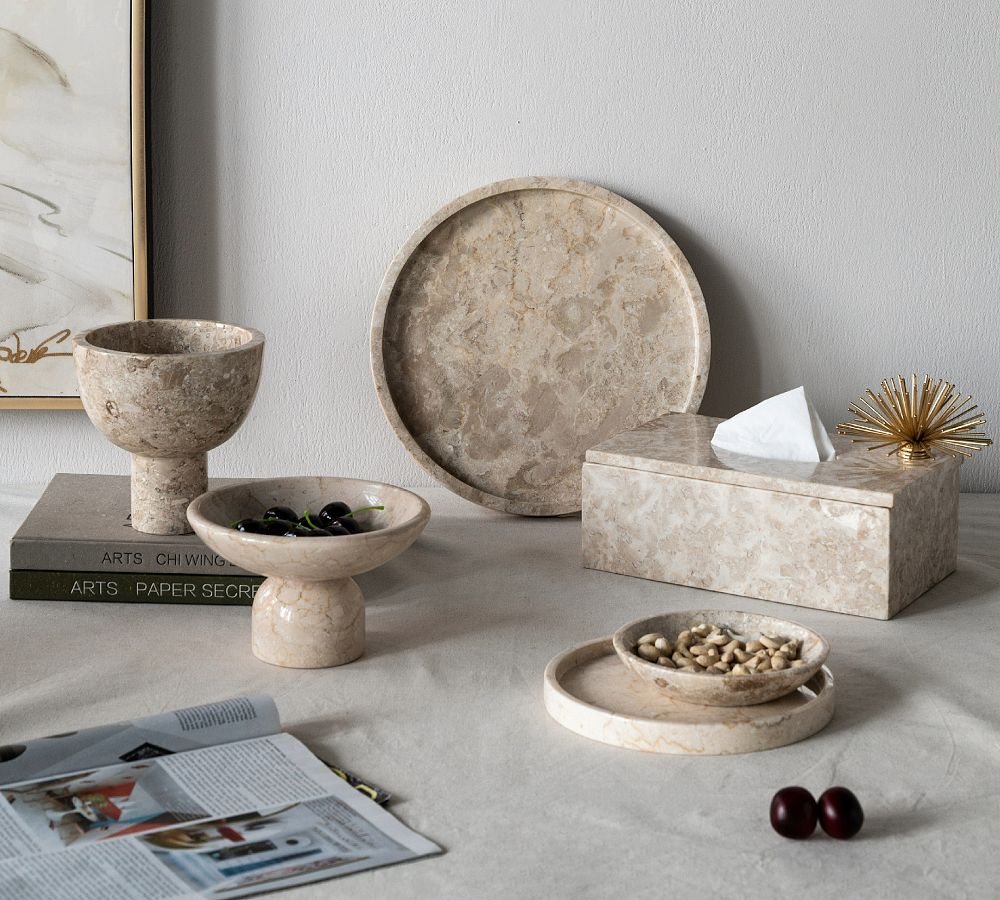 Handcrafted Cream Marble Decorative Accessories