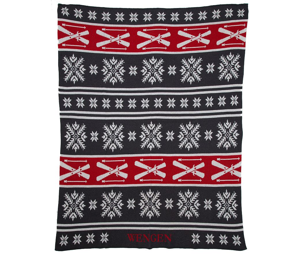 Winter Skis Personalized Throw