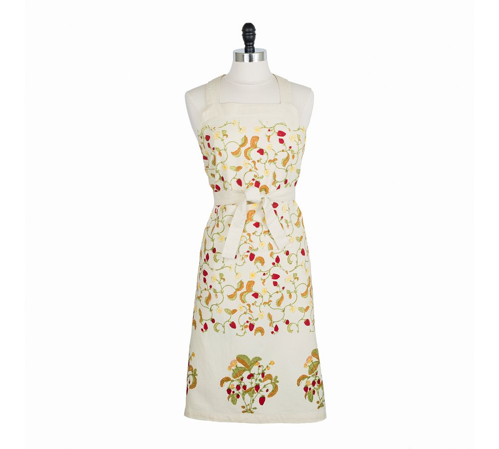 Wild Strawberries Block Print Cotton Apron