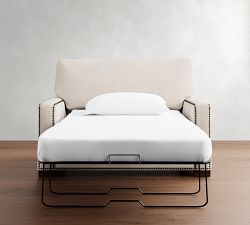 Turner Square Arm Twin Sleeper Sofa with Memory Foam Mattress (55&quot;)