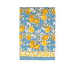 Citron Block Print Cotton Tea Towel, Set of 3