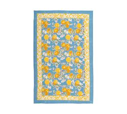 Citron Block Print Cotton Tea Towel, Set of 3