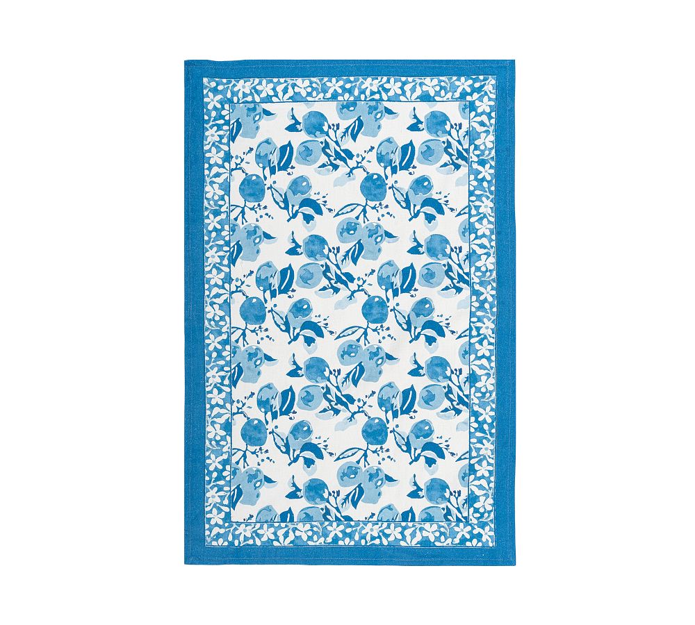 Citron Block Print Cotton Tea Towel, Set of 3
