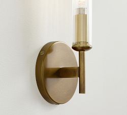 Cooper Ribbed Glass Tube Sconce (13&quot;)
