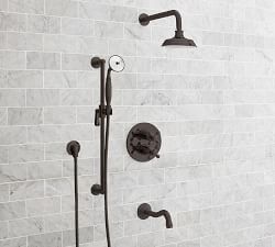 Langford Cross Handle Thermostatic Bathtub &amp; Shower Set with Handshower