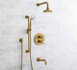 Langford Cross Handle Thermostatic Bathtub &amp; Shower Set with Handshower