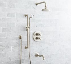 Langford Cross Handle Thermostatic Bathtub &amp; Shower Set with Handshower