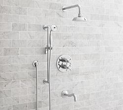 Langford Cross Handle Thermostatic Bathtub &amp; Shower Set with Handshower