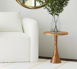 Jessalyn Round Hammered Metal Accent Table (16&quot;)