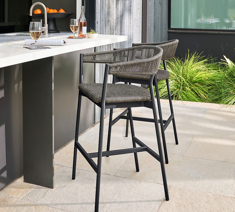 Elmore Metal &amp; Rope Outdoor Bar Stool