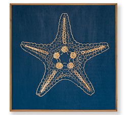 Handpainted Starfish Carved Wood Wall Art