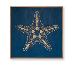 Handpainted Starfish Carved Wood Wall Art